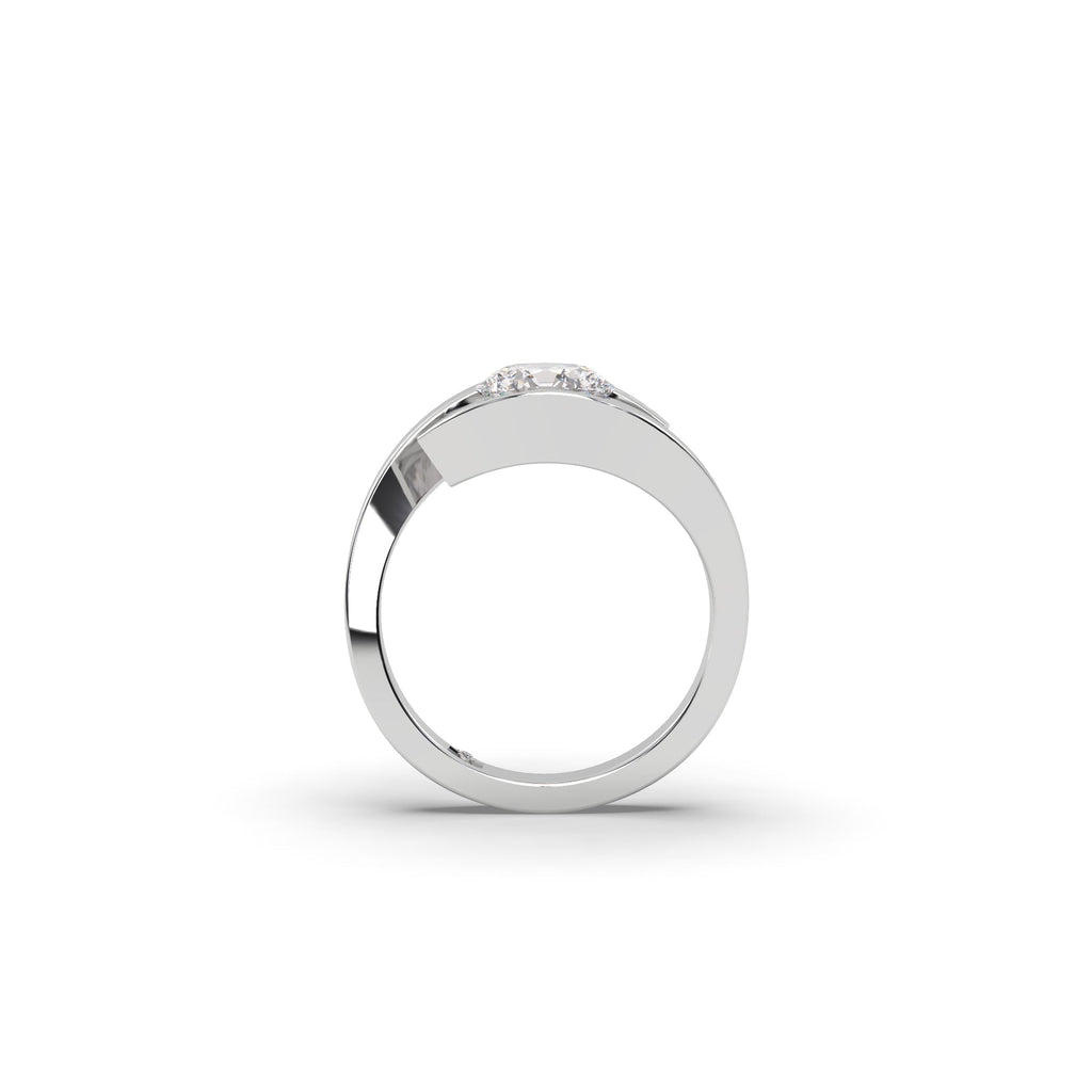 Tension Bypass Style Round Lab Grown Diamond Engagement Ring