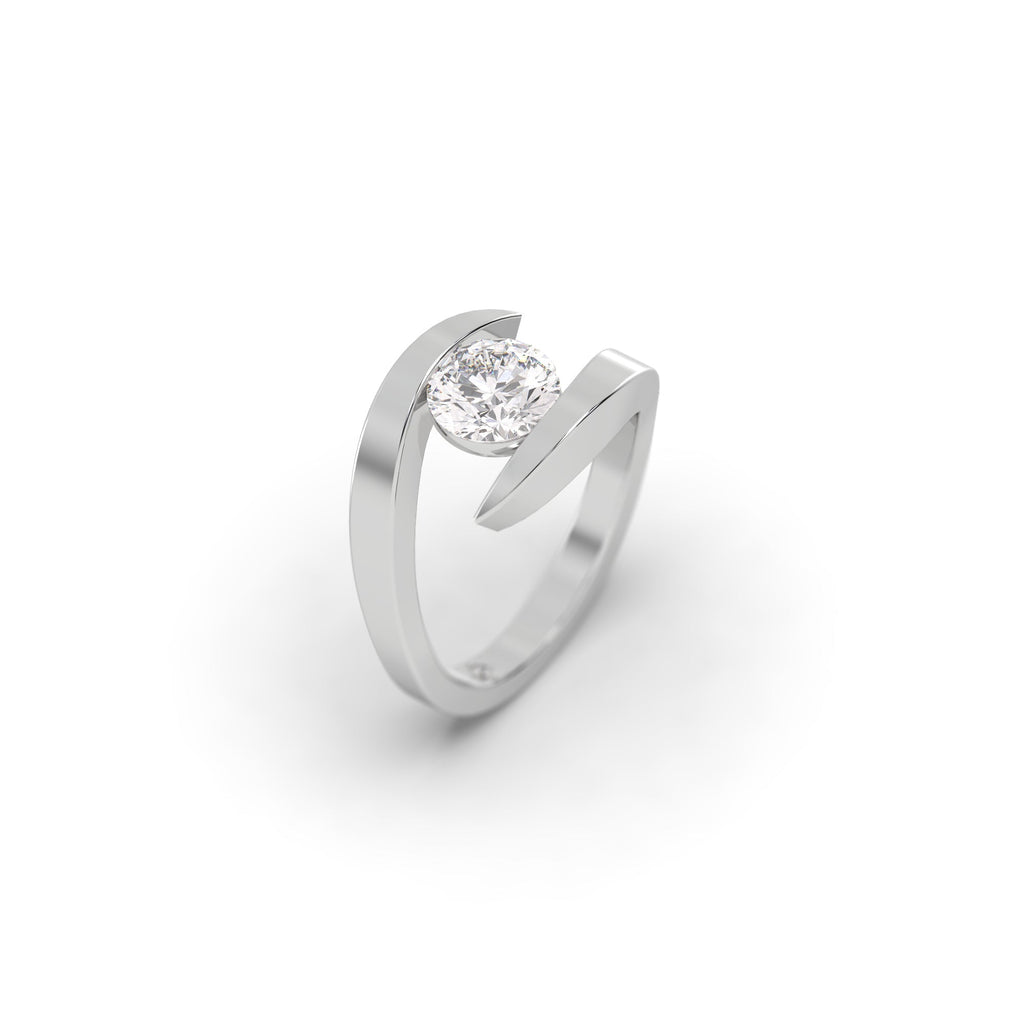 Tension Bypass Style Round Lab Grown Diamond Engagement Ring