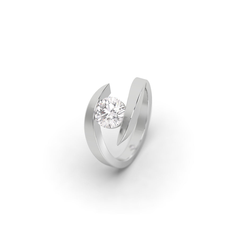 Tension Bypass Style Round Lab Grown Diamond Engagement Ring