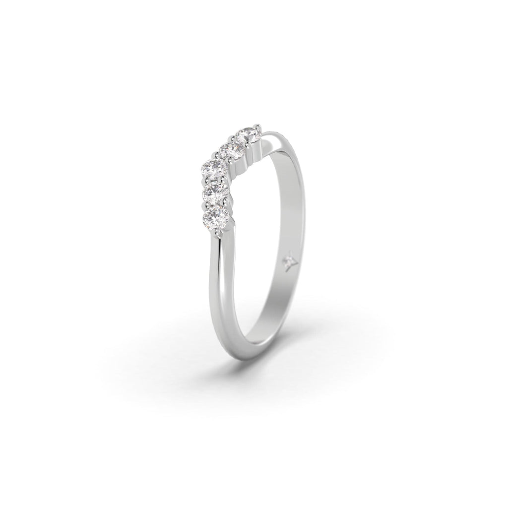 Unique Curved Diamond Platinum Wedding Band Ring For Women