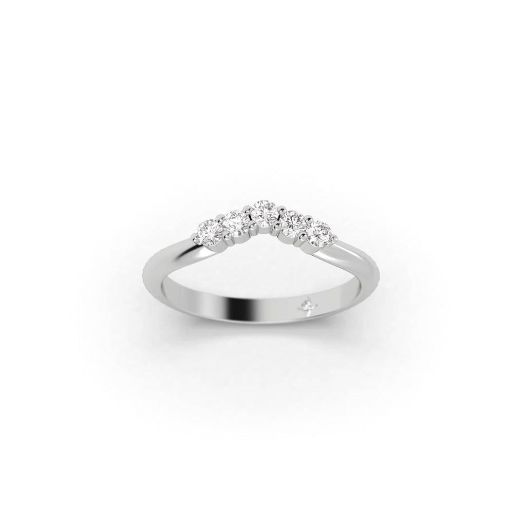 Unique Curved Diamond Platinum Wedding Band Ring For Women