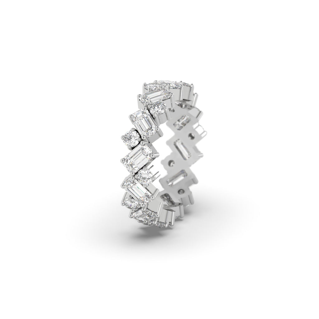 Unique Designer Emerald And Round Full Eternity Band