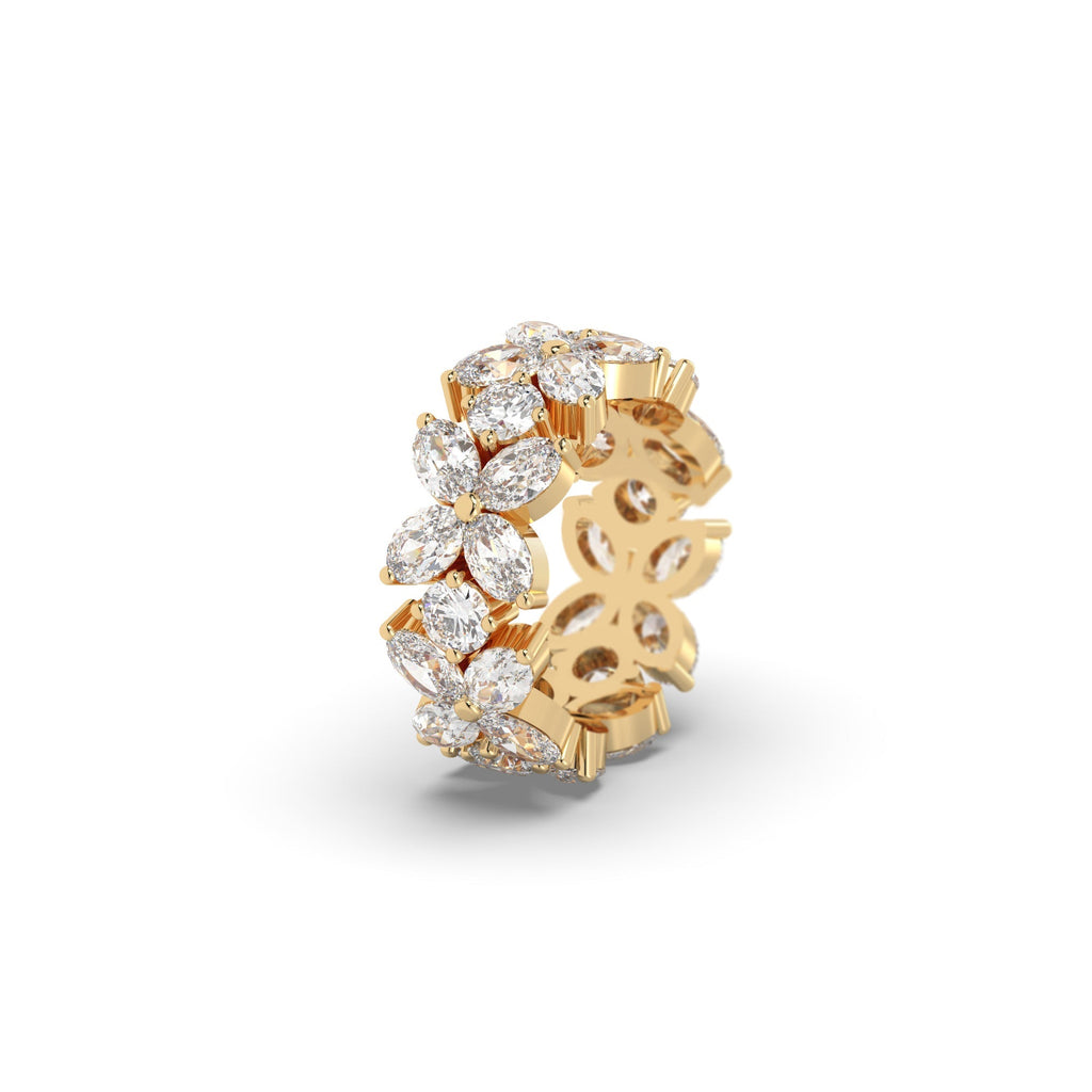 Unique Floral Oval And Round Moissanite Full Eternity Right-Hand Ring