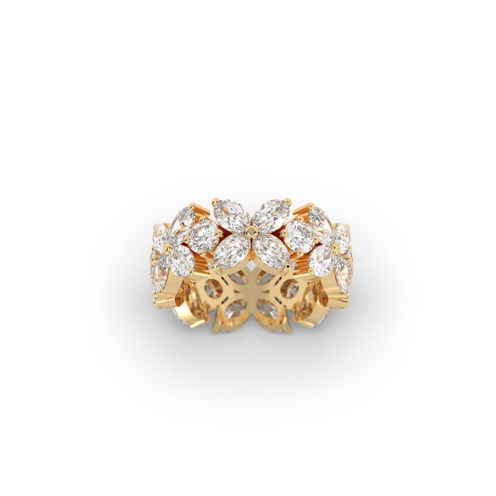 Unique Floral Oval And Round Moissanite Full Eternity Right-Hand Ring