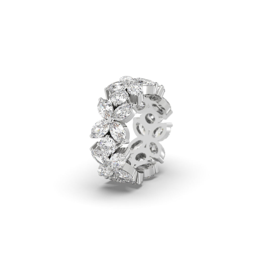 Unique Floral Oval And Round Moissanite Full Eternity Right-Hand Ring
