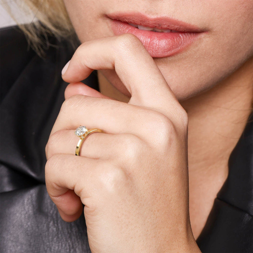 Engagement Unique Petal Style Lab Grown Diamond Engagement Ring