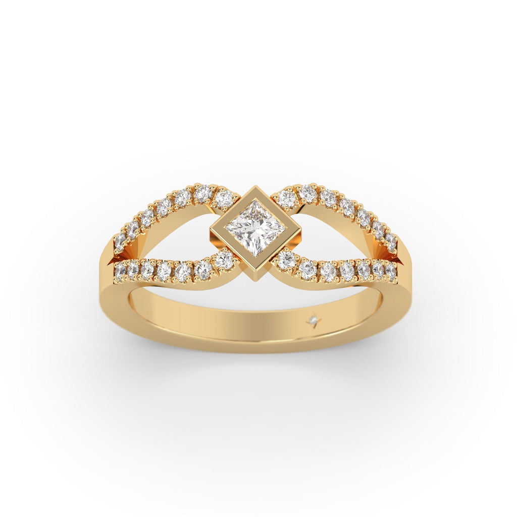 Unique Princess Cut Diamond Promise Ring in 14K Gold