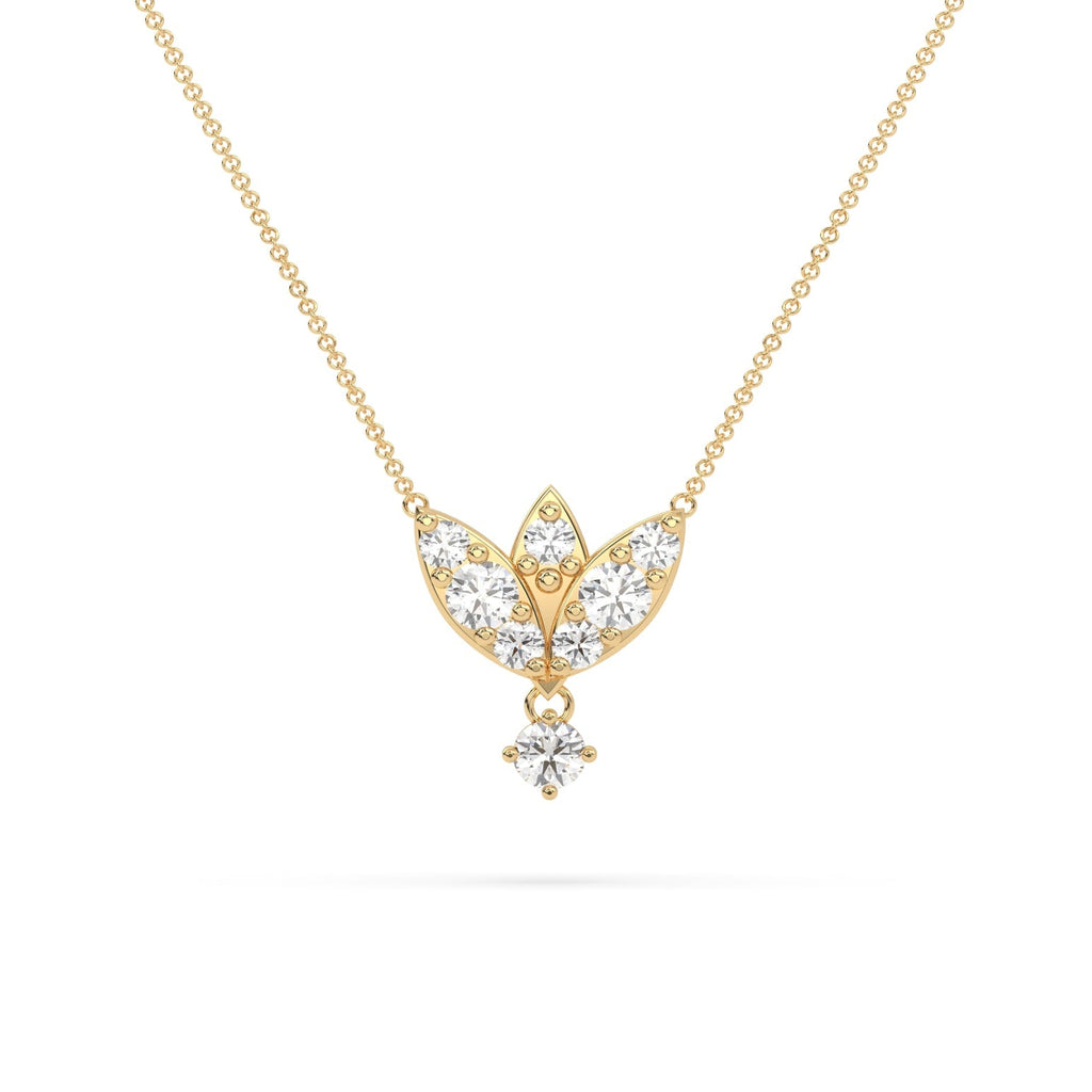 Vintage Style Petal Shaped Natural Diamond Necklace