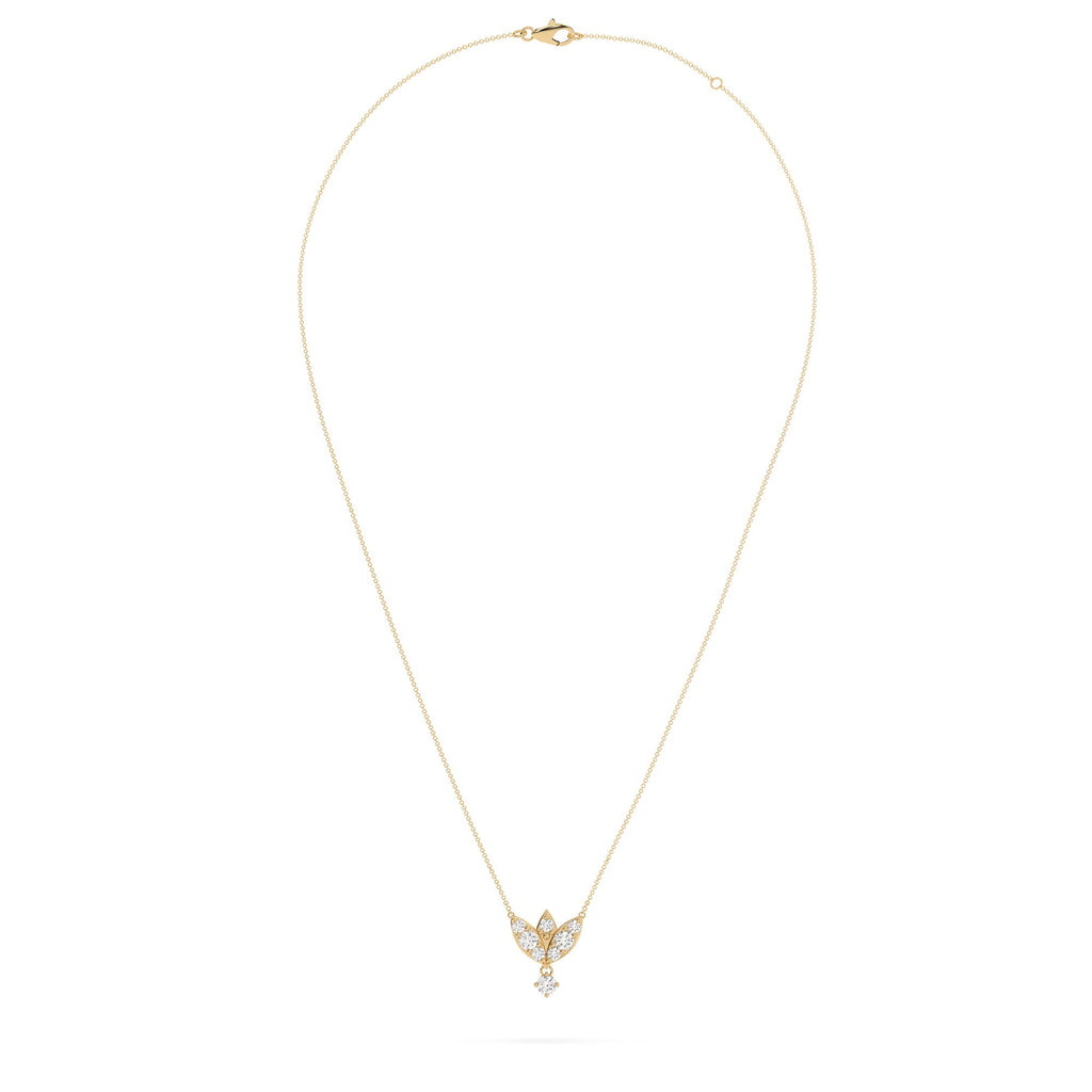 Vintage Style Petal Shaped Natural Diamond Necklace