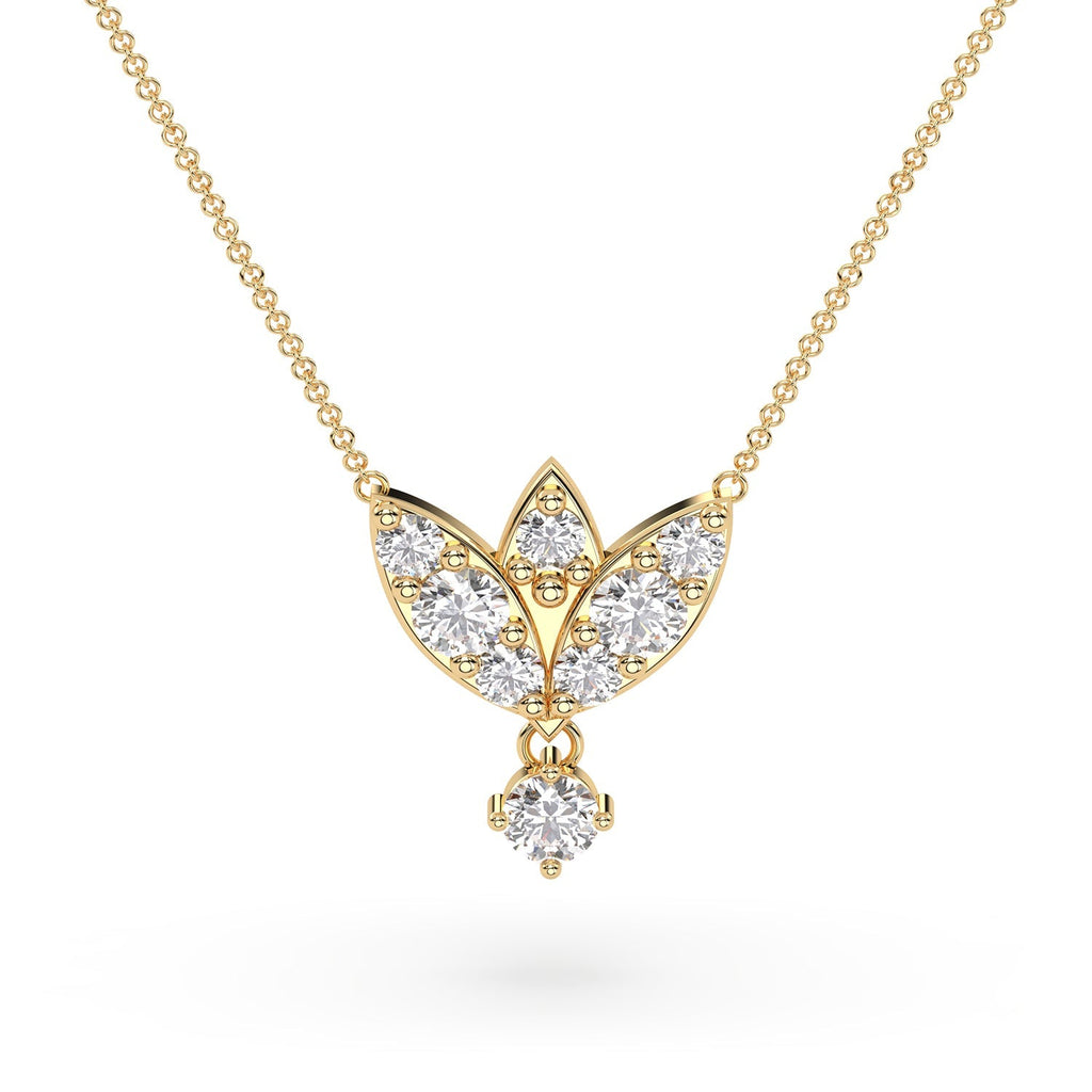 Vintage Style Petal Shaped Natural Diamond Necklace