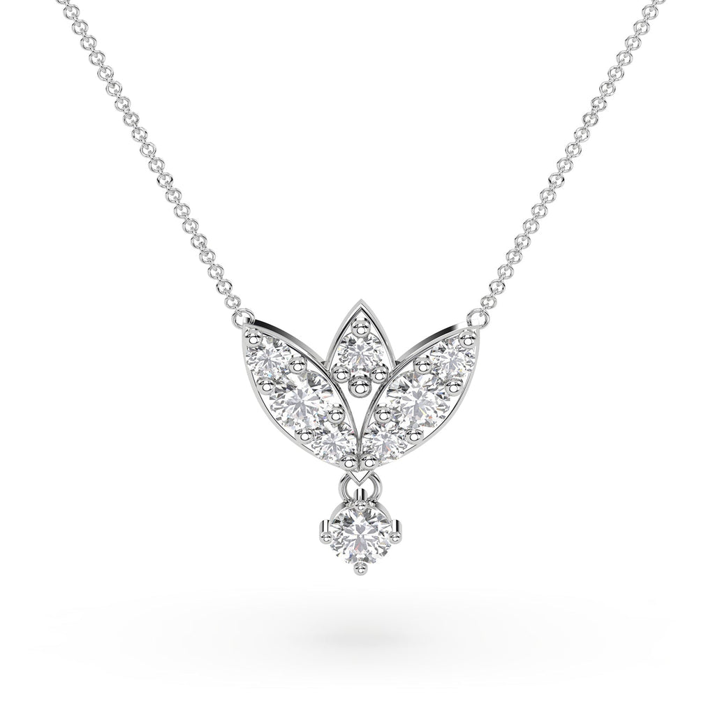 Vintage Style Petal Shaped Natural Diamond Necklace